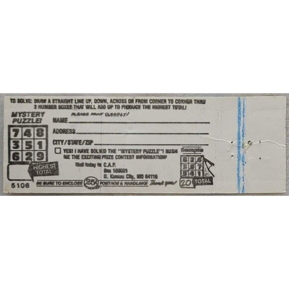 Matchbook Cover Score Buster Number Contest Mystery Puzzle Ad Kansas City MO - Picture 3 of 4